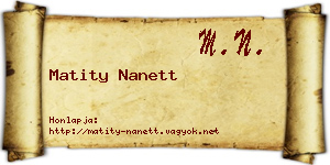 Matity Nanett névjegykártya